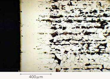 カロライジング処理後の断面組織写真